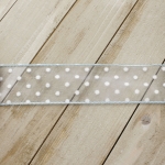 1 1/2" Wired Sheer w/ White Flocked Polka Dots Light Blue