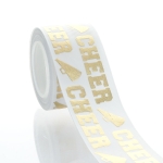 1.5" Gold Foil Cheer Text Grosgrain Ribbon