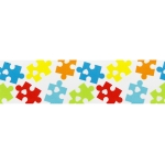 1.5" Autism Awareness Puzzle Grosgrain Ribbon