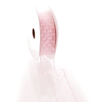 1 1/2" Wired Sheer w/ White Flocked Polka Dots Light Pink