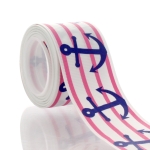 1.5" Pink Blue Nautical Anchors Grosgrain Ribbon