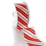 2 1/2" Wired Ribbon Red/White Shimmer Candy Cane