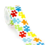 1.5" Autism Awareness Puzzle Grosgrain Ribbon