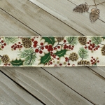 2 1/2" Wired Ribbon Ivy/Berries on Cream