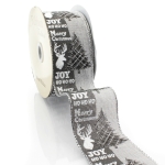 2 1/2" Wired Ribbon Silver Moose Christmas