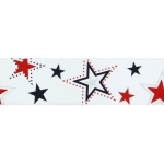 1.5" Red/Navy Silver Foil Stars Grosgrain Ribbon