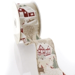 2 1/2" Wired Ribbon Snowy Winter Yard