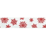 7/8" Red Snowflakes Grosgrain Ribbon