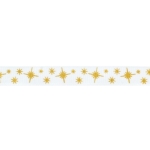 3/8" Gold Glitter Stars Grosgrain Ribbon