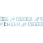 1.5" Silver Foil Cheer Text Grosgrain Ribbon