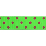 7/8" Acid Green/Hot Pink Dot Grosgrain Ribbon