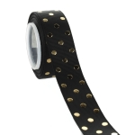 7/8" Black/Gold Foil Dots Grosgrain Ribbon