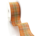 2 1/2" Wired Ribbon Fall Harvest Plaid Burlap