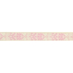 3/8" Ivory w/ Pink Damask Grosgrain Ribbon