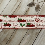 2 1/2" Wired Ribbon Holiday Red Truck Cream