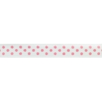 3/8" White/Pink Swiss Dot Grosgrain Ribbon