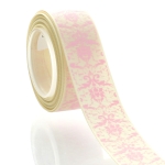 7/8" Ivory Pink Damask Grosgrain Ribbon