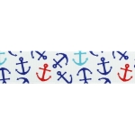 7/8" Red Blue Nautical Anchors Grosgrain Ribbon