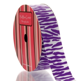 7/8" White/Neon Purple Zebra Grosgrain Ribbon