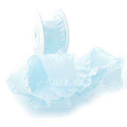 Light Blue Satin Double Ruffle Ribbon