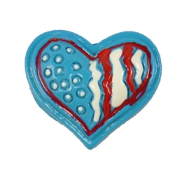 Patriotic Heart Flatback Craft Embellishment