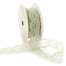 Rustic Sage Green 7/8" Ribbon Hole French Lace Trim