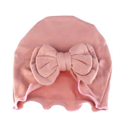 Ruffle Bow Cotton Beanie Hat