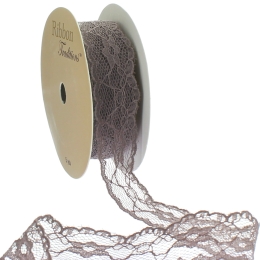 Cocoa Brown 1" Vintage Scalloped Edge Lace Ribbon Trim