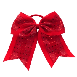 7" Spangle Cheer Ponytail Hair Bows Pack - 6pc