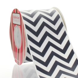 3" Navy Chevron ZigZag Grosgrain Ribbon