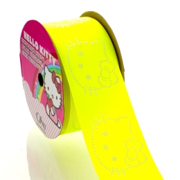 1.5" Silver Sparkle Hello Kitty Neon Yellow