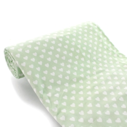 Sage Green White Hearts DBP Fabric