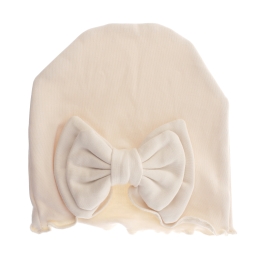 Ruffle Bow Cotton Beanie Hat