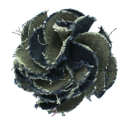 3" Frayed Denim Fabric Flowers