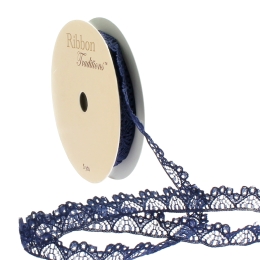 Navy Blue 3/8" Vintage French Lace Ribbon Trim