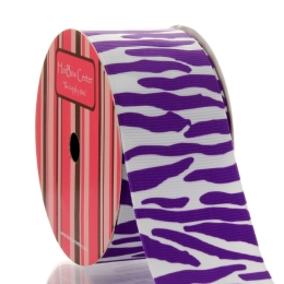 1.5" White/Neon Purple Zebra Grosgrain Ribbon