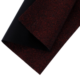 Fine Glitter Fabric Sheet - Black - Red