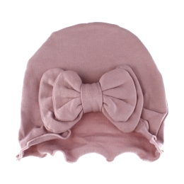 Ruffle Bow Cotton Beanie Hat