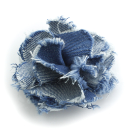 3" Frayed Denim Fabric Flowers