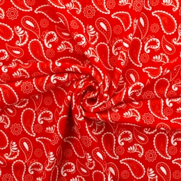 Red Paisley Bandana Bullet Fabric