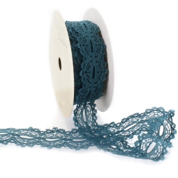 Teal 7/8" Ribbon Hole French Lace Trim