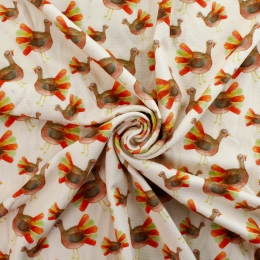 Watercolor Thanksgiving Turkeys Bullet Fabric