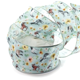 2 1/2" Wired Ribbon Floral Wild Horses