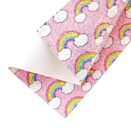 Rainbow Chunky Glitter Canvas Sheet Pink