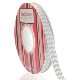 3/8" Gray Chevron ZigZag Grosgrain Ribbon