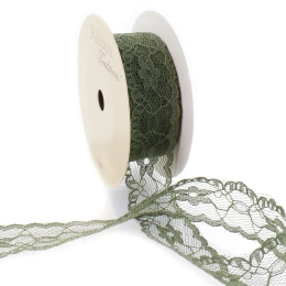Moss Green 1" Vintage Scalloped Edge Lace Ribbon Trim