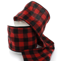 4.75" Wired Red/Black Flannel Buffalo Plaid Ribbon