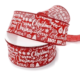 2 1/2" Wired Ribbon Merry Christmas Text Clip Art Red