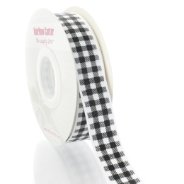 7/8" Black/White Buffalo Plaid Grosgrain Ribbon