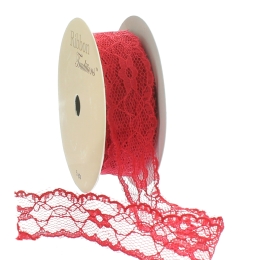 Red 1" Vintage Scalloped Edge Lace Ribbon Trim